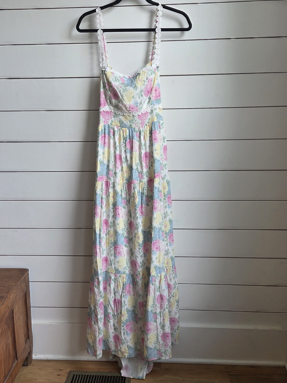Altar'd State Pastel Floral Maxi Dress with White Trim - Picture 10 of 10